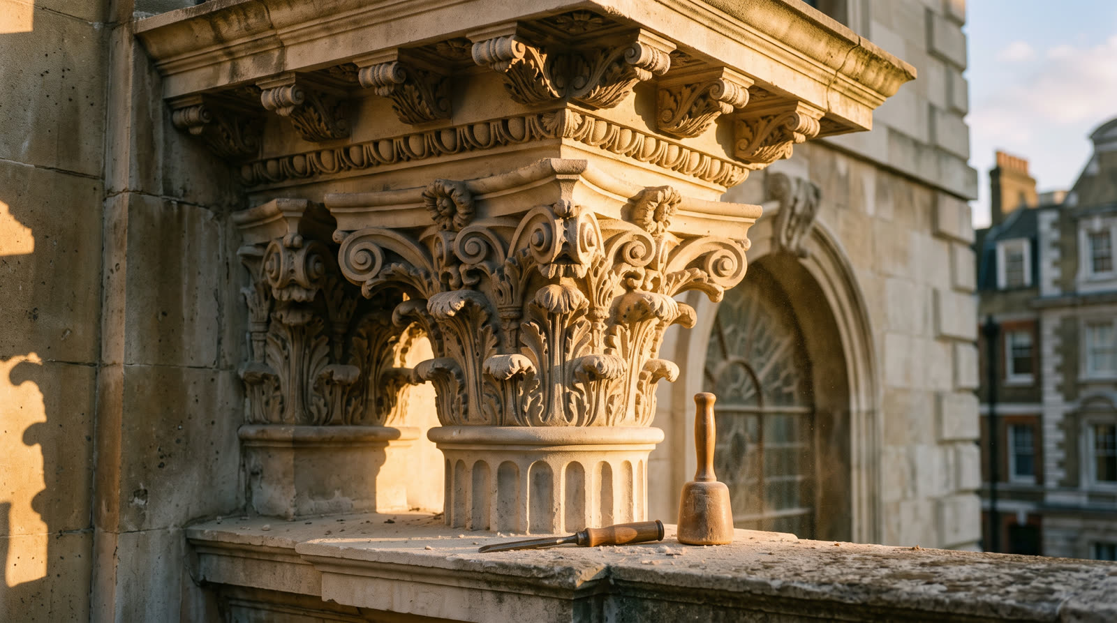 Detail of period London architecture near our Walton on Thames base