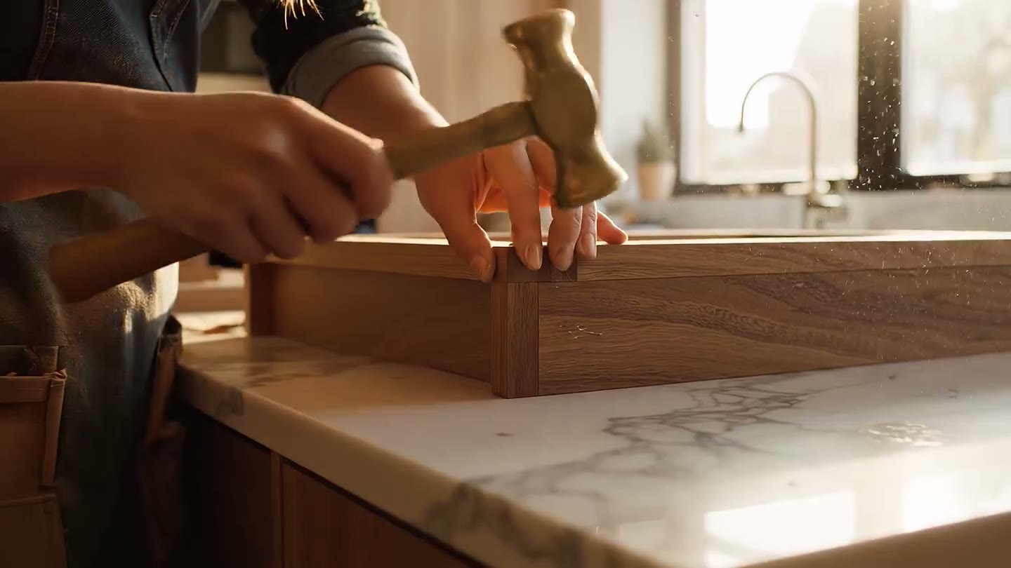 Craftsman fitting bespoke cabinetry in a luxury London renovation